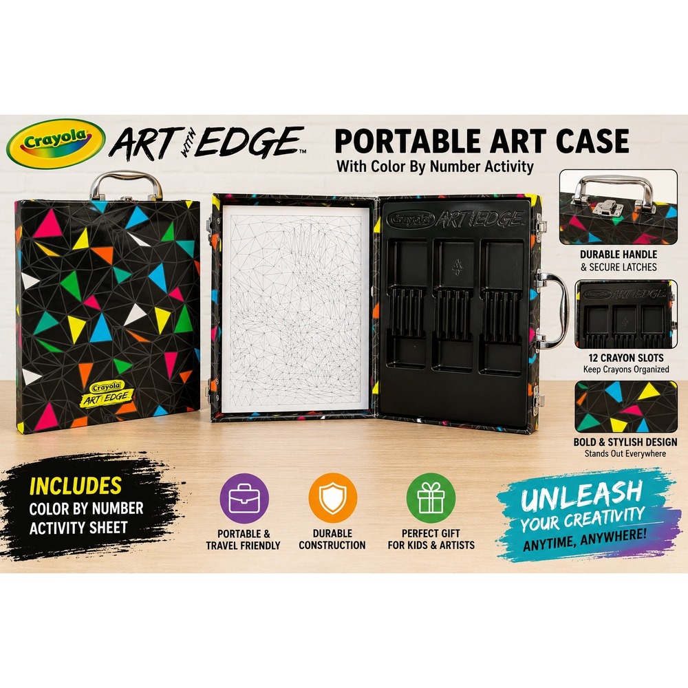 Crayola Art With Edge Portable Coloring Carry Case Empty Storage Case 12" x 9"